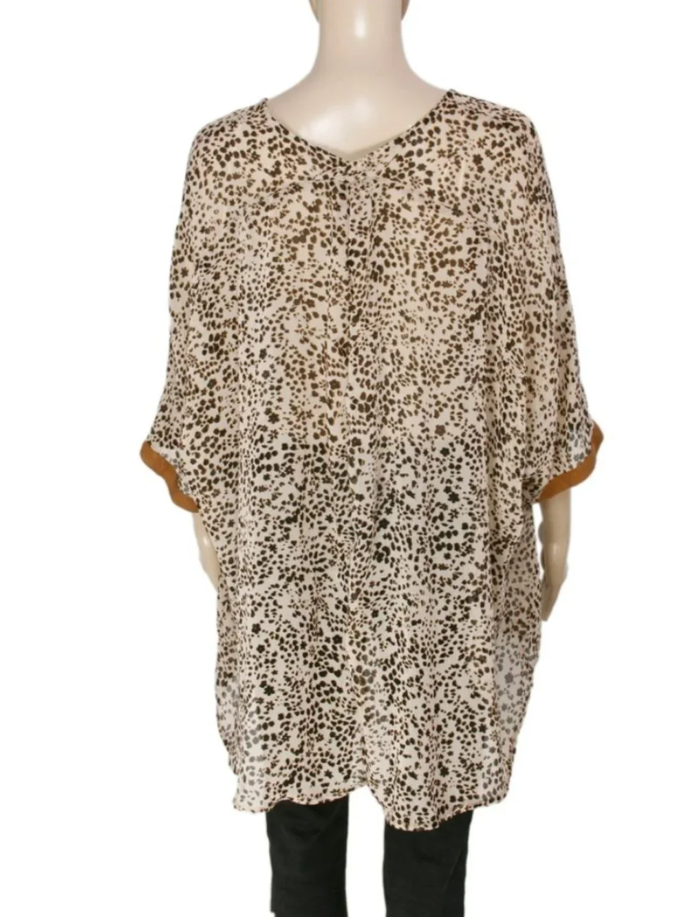 Free People Sleepin Shirt Boldly Printed Oversized Sheer Top Natural M